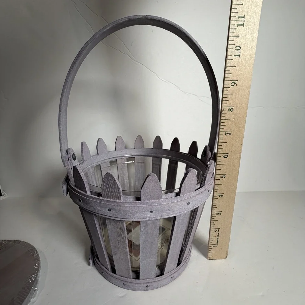 Longaberger 2006 Round Picket Pail Basket Lavender Purple, Lid & Protector EXC